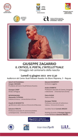 Giuseppe Zagarrio, Il critico, il poeta, l'intellettuale, - 13 giugno 